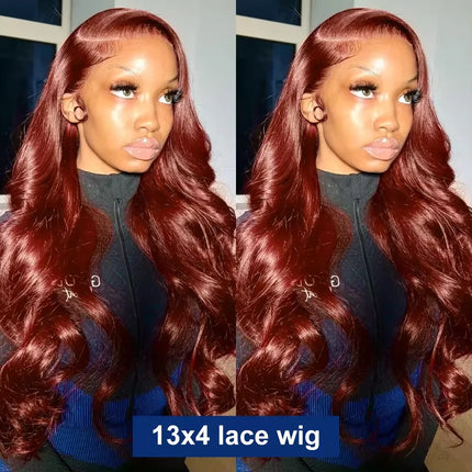 Reddish Brown Body Wave 13x4 Lace Front Human Hair Wigs Colored 13x6 Hd Lace Frontal Wigs 100% Brazilian Human Hair Pre Plucked