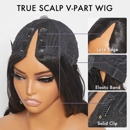 Kinky Curly Hair V Part Wigs No Leave Out Thin Part Human Hair Wigs For Beginners Afro Curly Glueless V Part Wigs Black Wig