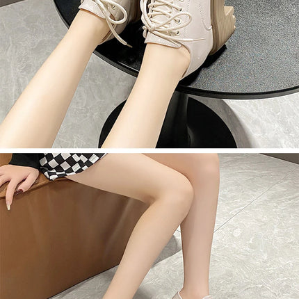 Women Patent Learther Platform Sneakers 10CM Wedge Heels Ladies Autumn Chunky Sneakers Pumps Woman Non Slip Super Thick Shoes