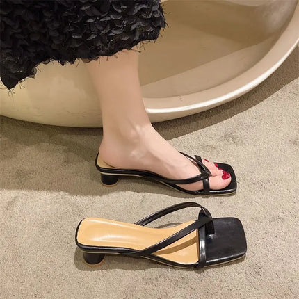 Flip-flops, Women Wear 2024 New Summer Half - Toe Sandals, Fashion Casual Mid-heel Chunky Sandals, Women's Shoes