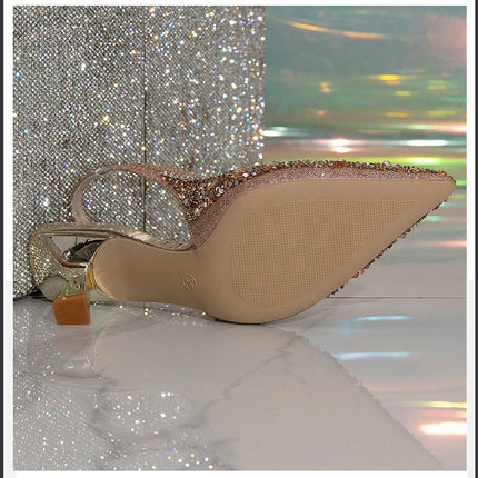 Elegant Women's Weddings Fashion Pointed-Toe Party Shoe and Bride sh Rhinestone Luxurious Rhinestone Pumps for Special Occasions