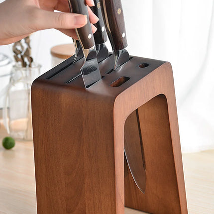 Thick Ebony Wood Kitchen Knife Holder Santoku Cleaver Storage Knife Rack Durable Knife Block Desktop Knife Stand Accessories