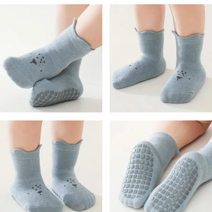3Pairs/Lot Cartoon Baby Socks Infant Newborn Anti-Slip Cotton Floor Socks For Girls Boys Cute Unisex Rubber Grips Toddler Socken