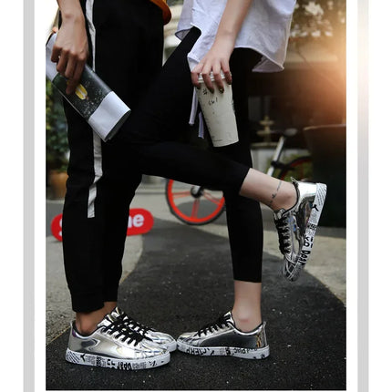 Couple Gold Silver Jogging Sneakers Men Hip Hop Casual Unisex Shoes Tennis Women Running Trainers Clunky Streetwear Footwear