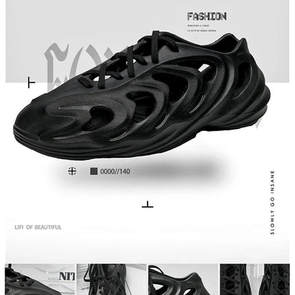 Summer Men's Classic Hollow Sandals Anti slip Beach Hole Shoes Lace up Sports Sandals Outdoor Lightweight Water Garden Shoes