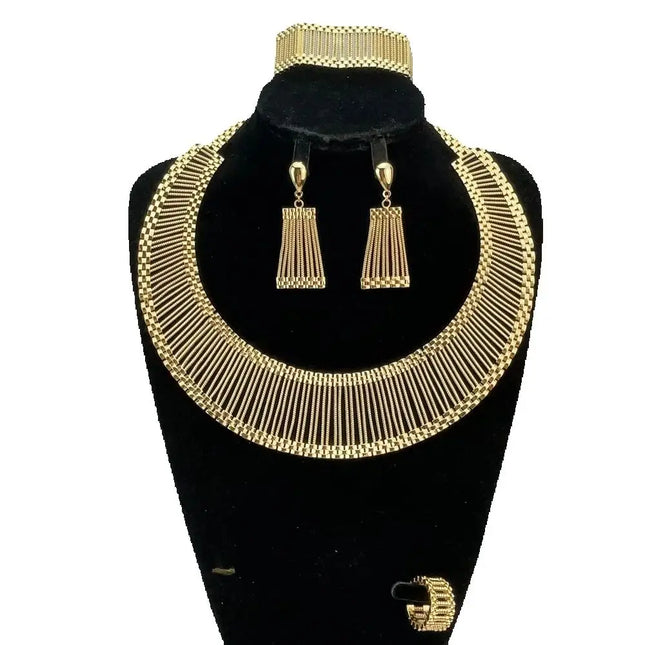 Jewelry Set For African Women Brazilian Choker Necklace Huge Fine Luxury Bride Party Jewelry FHK22583
