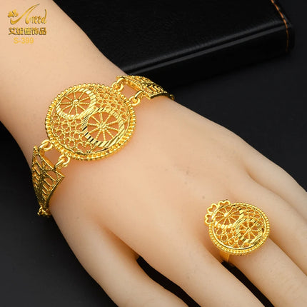 ANIID Indian 24K Gold Color Necklace Set Nigerian Party Bridal Wedding Ethiopian Luxury Dubai Jewelry Wholesale 2024 New Gifts