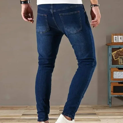 2025 Spring New Mens Slim Fit Classic Skinny Jeans Casual Street Style Casual Mens Skinny Jeans Male Slim Fit Pencil Denim Blue