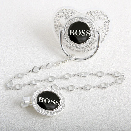 Bling Weaning Pacifier Luxury Baby Pacifier With Chain Clip Newborn Baby Dummy Soother Nipple With Gem