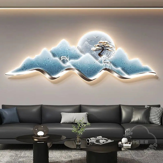 Peinture décorative, éclairage LED, lampe murale à sens avancé, lumière de peinture, atmosphère de luxe, canapé, fond mural, peinture suspendue