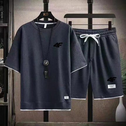 Summer fashion printed sportswear high quality men's comfortable shorts shorts 2-piece set of fitness jogging casual clothing