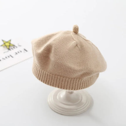 Fashion Baby Knitted Beret Hat Solid Color Children's Warm Hats Autumn Winter Painter Cap For Girls Kids Bonnet Accessories