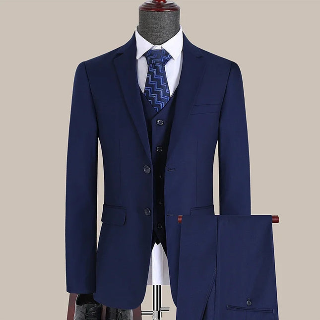 S-7XL Suit New (Blazer+ Vest + Pants) Korean Version of Slim-fit Work Clothes Fashion Business Men Casual Wedding Gentleman Suit