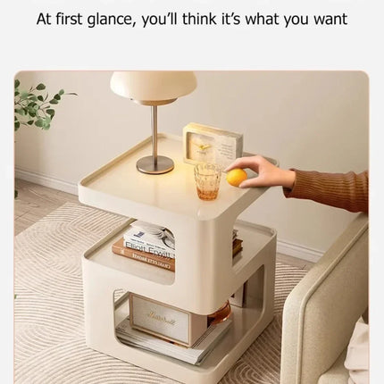 Light Luxury Sofa Table Solid Color Bookshelf Living Room Small Coffee Table Bedroom Simple Bedside Table Creative Computer Desk