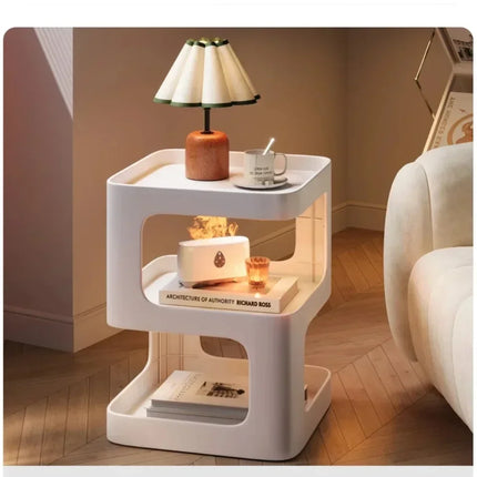 Simple Modern Bedside Side Table Space-Saving Multi-Functional Home Storage Rack Creative Stylish Removable 2-Tier Storage Table
