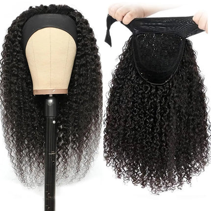 Kinky Curly Headband Wigs Human Hair For Black Women 180% Density Peruvian 10-24 Inch Human Hair Wigs Full Machine Made Wigs