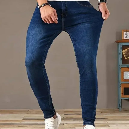 2025 Spring New Mens Slim Fit Classic Skinny Jeans Casual Street Style Casual Mens Skinny Jeans Male Slim Fit Pencil Denim Blue