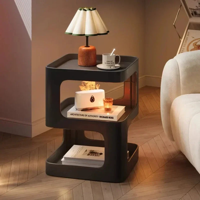 Simple Modern Bedside Side Table Space-Saving Multi-Functional Home Storage Rack Creative Stylish Removable 2-Tier Storage Table