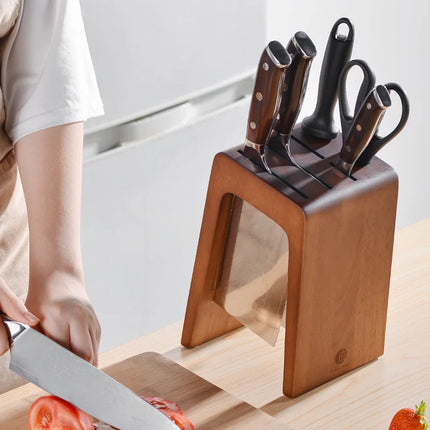 Thick Ebony Wood Kitchen Knife Holder Santoku Cleaver Storage Knife Rack Durable Knife Block Desktop Knife Stand Accessories