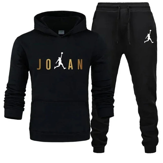 Men's fashionable casual sportswear, outdoor fitness jogging set, autumn and winter pullover hoodie + sweatpants two-piece set
