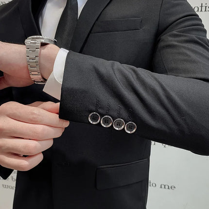 Suit Upgrade the new fabric Men's Business Gentleman Fashion Slim Work Solid Color Plus Size Fair Dress Wedding Best Man Suit