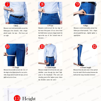 Slim Fit Blue Men Suits Elegant Single Breasted Peak Lapel High Quality Blazer Customized Wedding 3 Piece Jacket Pants Vest Sets