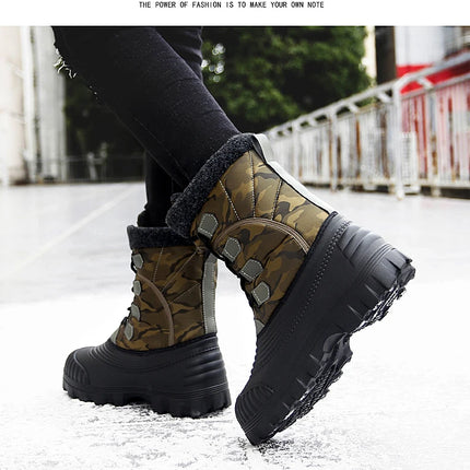 Winter Mid-calf Duck Boots for Men Warm Outdoor Snow Boots Waterproof Hunting Boots Working Boots Mens Camouflage Outdoor Shoes