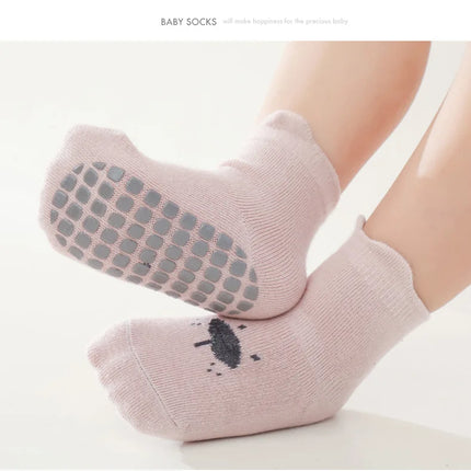 3Pairs/Lot Cartoon Baby Socks Infant Newborn Anti-Slip Cotton Floor Socks For Girls Boys Cute Unisex Rubber Grips Toddler Socken