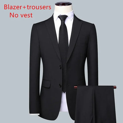 Men's Solid Color Business Suit 2025 High Quality Fashion Banquet Wedding Trend Groom Best Man Single 3/2/1