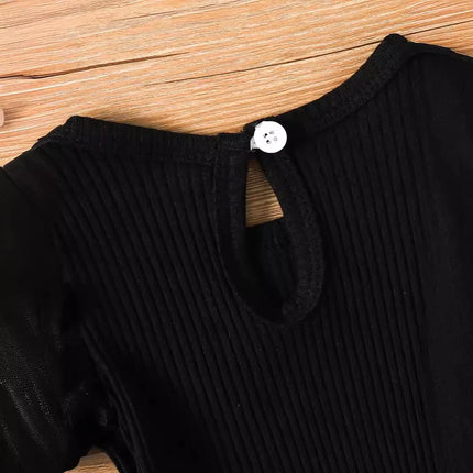 Newborn baby girl summer bubble sleeve bag buttocks triangle sweater full print+flared pants