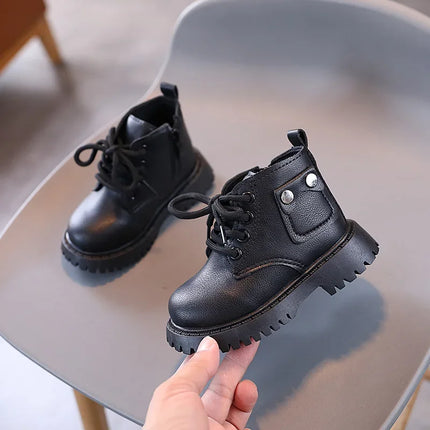 Fashionable high-top shoes for kids, minimalist and atmospheric casual boots for girls, princess shoes, new style short boots.