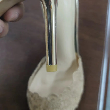 New Summer Women's High-heeled Sandals, Sexy and Comfortable Lace Embroidered Shoes, Mules, Banquet Shoes