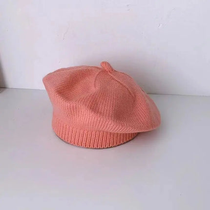 Fashion Baby Knitted Beret Hat Solid Color Children's Warm Hats Autumn Winter Painter Cap For Girls Kids Bonnet Accessories