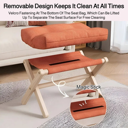 Foldable Sofa Footstool Living Room Stool Sofa Stool Living Room Footstool Solid Wood Casual Stool Portable Desk Footstool