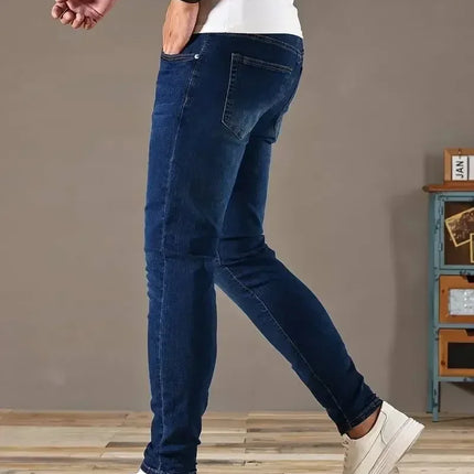 2025 Spring New Mens Slim Fit Classic Skinny Jeans Casual Street Style Casual Mens Skinny Jeans Male Slim Fit Pencil Denim Blue