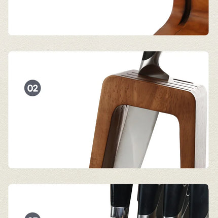 Thick Ebony Wood Kitchen Knife Holder Santoku Cleaver Storage Knife Rack Durable Knife Block Desktop Knife Stand Accessories