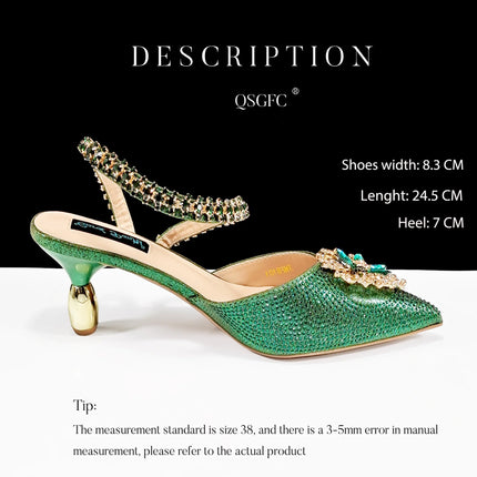 African Special Banquet Elegant Style Silver Color Party Wedding Pointed Toe  Heel Women Shoes and Bag Set With Rhinestone