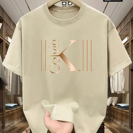 Men's Breathable Sporty Pattern Printed T-shirt Casual and Fashionable Short-sleeved Cotton T-shirt Summer Brand Streetwear Top