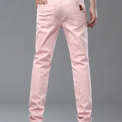 Four Season New Men's Yellow Jeans Fashion Business Casual Straight Denim Stretch Trousers All-match Men's Casual Pants Jeans