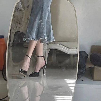 Bla Patent Leather Hollow out Strap High Heels Sandals Women's Pointed Toe Thin Heel Sexy 2025 New Spring Autumn