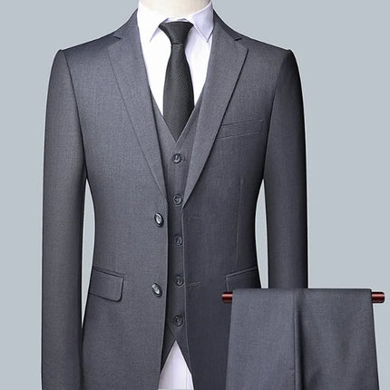 Men's Solid Color Business Suit 2025 High Quality Fashion Banquet Wedding Trend Groom Best Man Single 3/2/1
