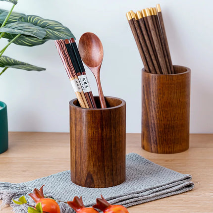 Kitchen Utensil Holder Wooden Chopsticks Storage Holders Kitchen Supplies Drainage Chopstick Cage