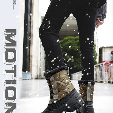 Winter Mid-calf Duck Boots for Men Warm Outdoor Snow Boots Waterproof Hunting Boots Working Boots Mens Camouflage Outdoor Shoes