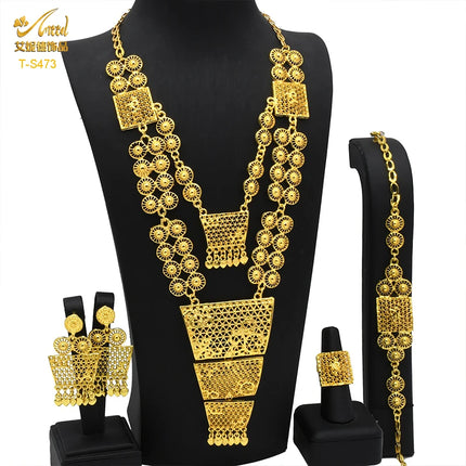 ANIID Indian 24K Gold Color Necklace Set Nigerian Party Bridal Wedding Ethiopian Luxury Dubai Jewelry Wholesale 2024 New Gifts