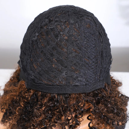 Brazilian Jerry Curly Human Hair Wigs For Women Dark Brown Colored Afro Kinky Hair Wigs Short Curly Hair full machine made Wig