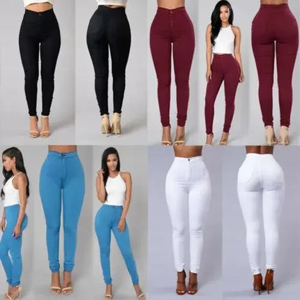 Hot Women Pencil Stretch Slim Denim Skinny Jeans Pants High Waist Jeans Trousers