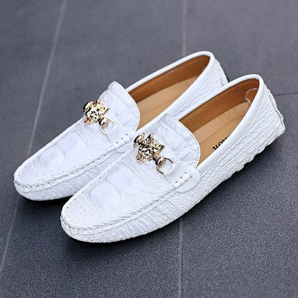2024 New Stylish Men Big Size 39-48 Casual Moccasins Shoes White Silver Male Formal Business Office Shoes Party Moccasin Loafers