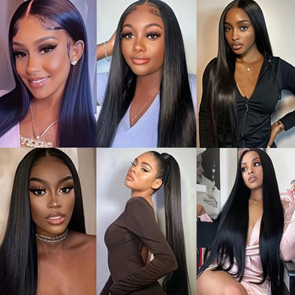 Malaysia Bone Straight 13*5*2 T Lace Wigs For Black Women 180% Density Silky Straight Transparent Human Hair Lace Front Wigs