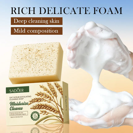 Savon nettoyant exfoliant à l'avoine biologique naturel Savon nettoyant en profondeur pour le corps et le visage fait à la main Éclaircit la peau sensible Rétrécit les pores