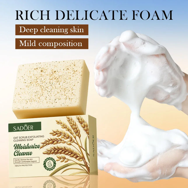 Savon nettoyant exfoliant à l'avoine biologique naturel Savon nettoyant en profondeur pour le corps et le visage fait à la main Éclaircit la peau sensible Rétrécit les pores